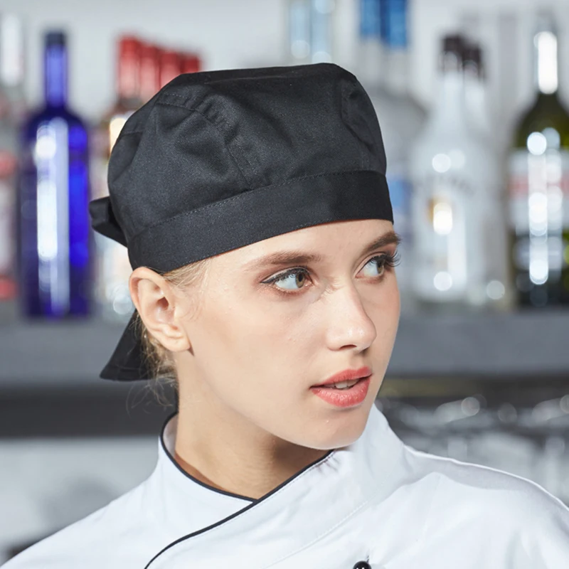 Шеф-повара, шляпа для ресторанов, шляпа для повара, кафе, работа в ресторане, кухонная шляпа - Цвет: Черный