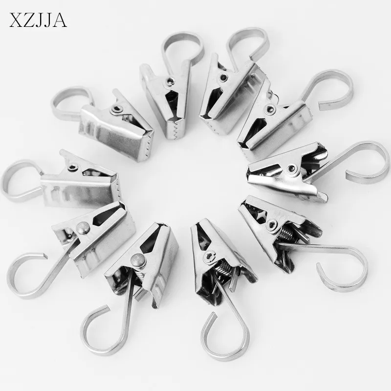 XZJJA 15pcs Curtain Rod Hook Clips Window Shower Rings Clamps