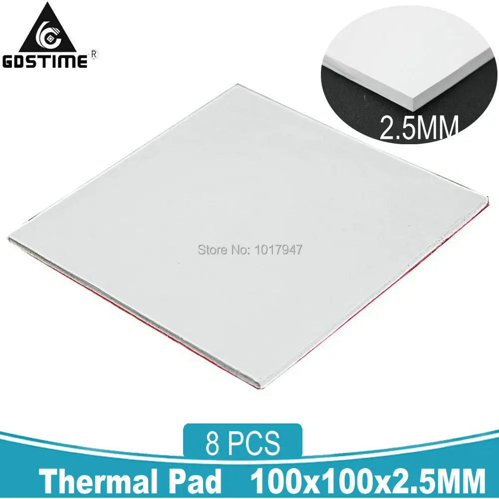 

8 шт. Gdstime 100x100x2,5 мм GPU теплопроводная паста охлаждающая Силиконовая накладка 2,5 мм серый синий