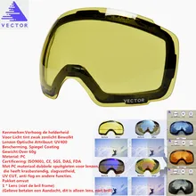 Высокое качество Лыжный Спорт очки магнит объектива адсорбции слабый свет оттенок погоду облачно очковые линзы с просветлением Анти-туман UV400(только линзы