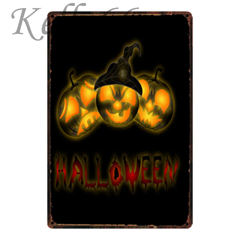 [Kelly66] и надписью &quotHappy Halloween&quot металлический знак олова плакат домашний Декор