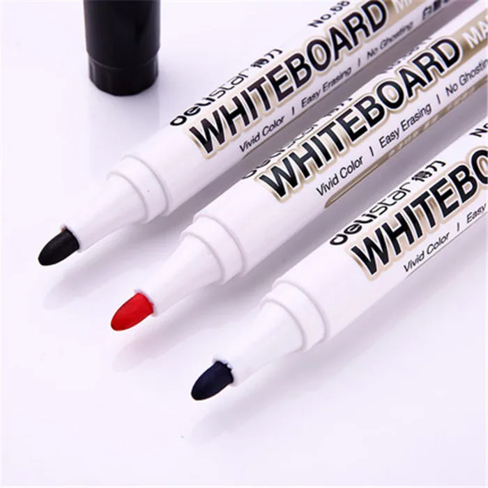 Deli 2.0 mm Black Blue Red Low-Odor Fast Dry Markers Easy Erase Whiteboard Marker Pen Children Drawing Office School Stationary (12)