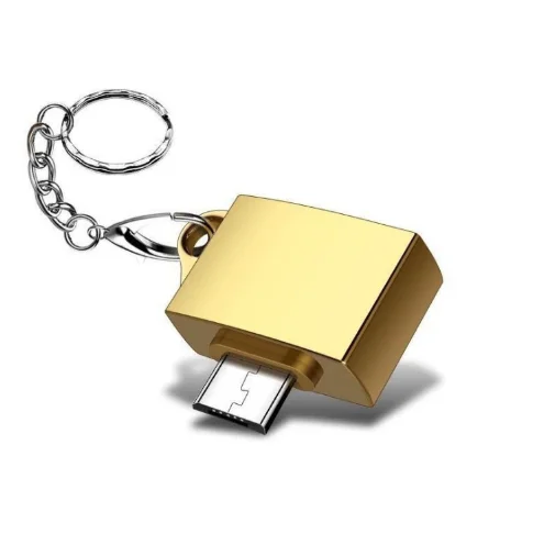 Мини металлический микро USB к USB 2,0 OTG адаптер конвертер с брелок для OTG Смартфон - Цвет: gold