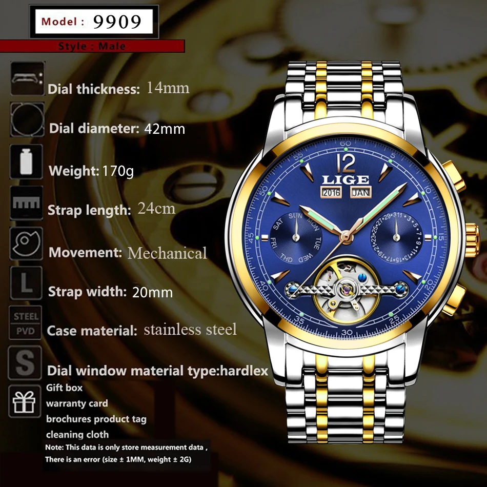 esporte casual tourbillon aço inoxidável relógios à