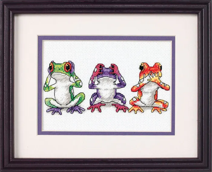 Милая Золотая коллекция Счетный Набор для вышивки крестиком Treefrog Tree Frog Trio dim 16758