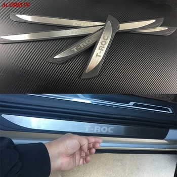 

For Volkswagen VW T-ROC 2017 2018 Stainless Steel Door Sill Strip Welcome Pedal Trim Auto Car Styling Stickers Accessories 4pcs