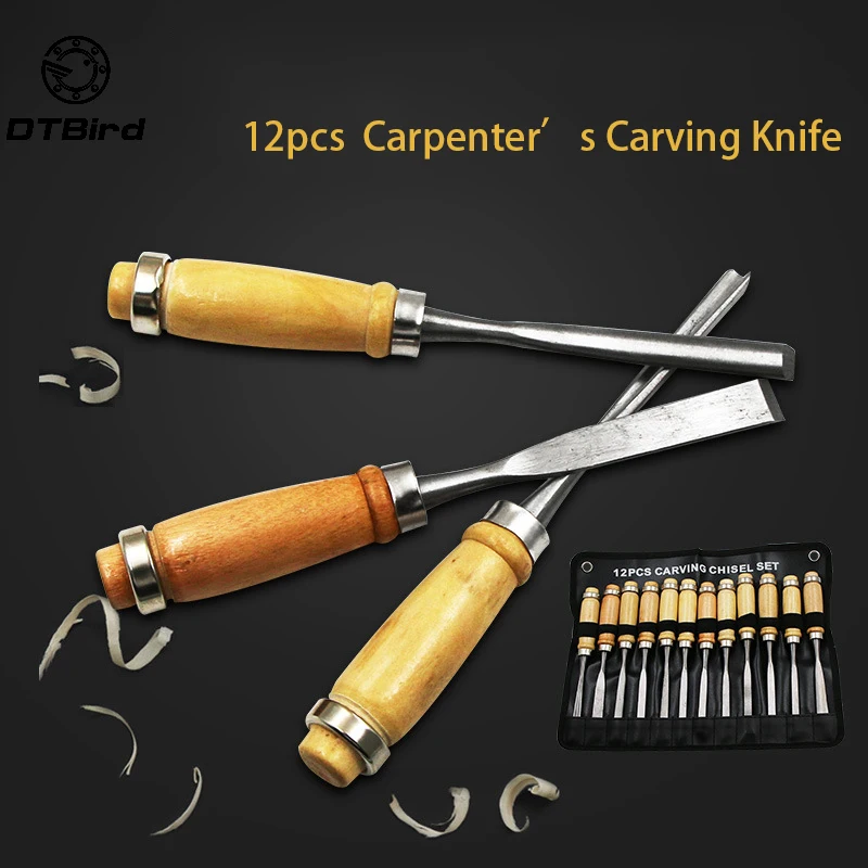 

12PCS Assorted Wood Working Carving Chisels Tools Woodcut Mini Sculpting Tool Set Hand Wood Carving Tools Chisel Set Knives
