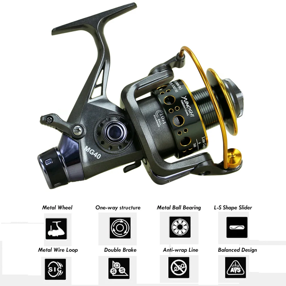 Carretel de Pesca Frente e Traseira Yumoshi Duplo Freio Molinete Carpa Isca Moldado Arraste Mar Alimentador Mg30-60 mg 10 Yumoshi MG30-60 mg carretel de pesca duplo