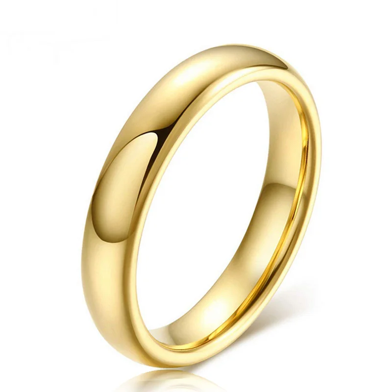 

4mm Gold Tungsten Carbide Rings for Men Women anillos mujer Fashion Party Jewelry Sie 4 to 14