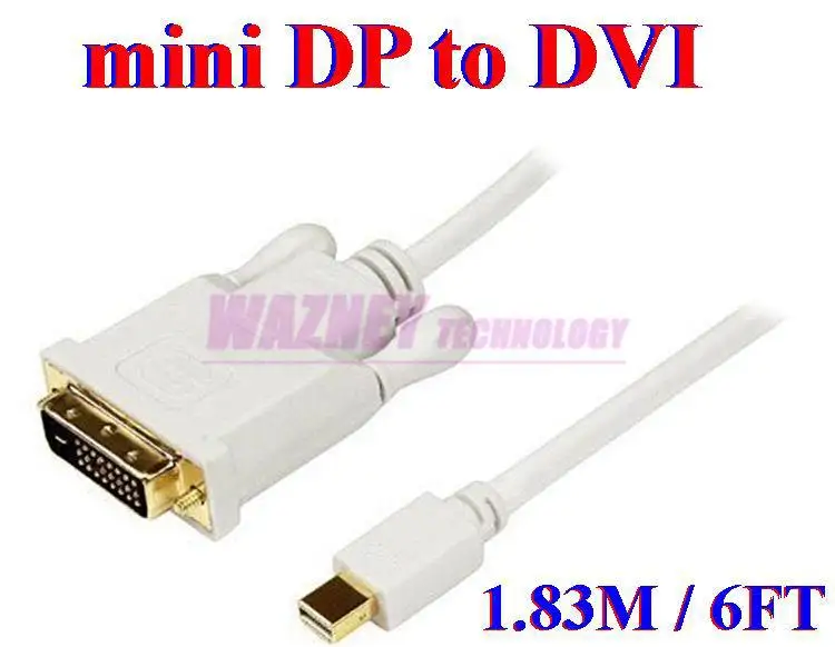50pcs mini dp to dvi 24+1 cable Thunderbolt Mini Display Port DVI male Converter Cable 1.8M / 6FT For apple Macbook Pro Air | Электроника