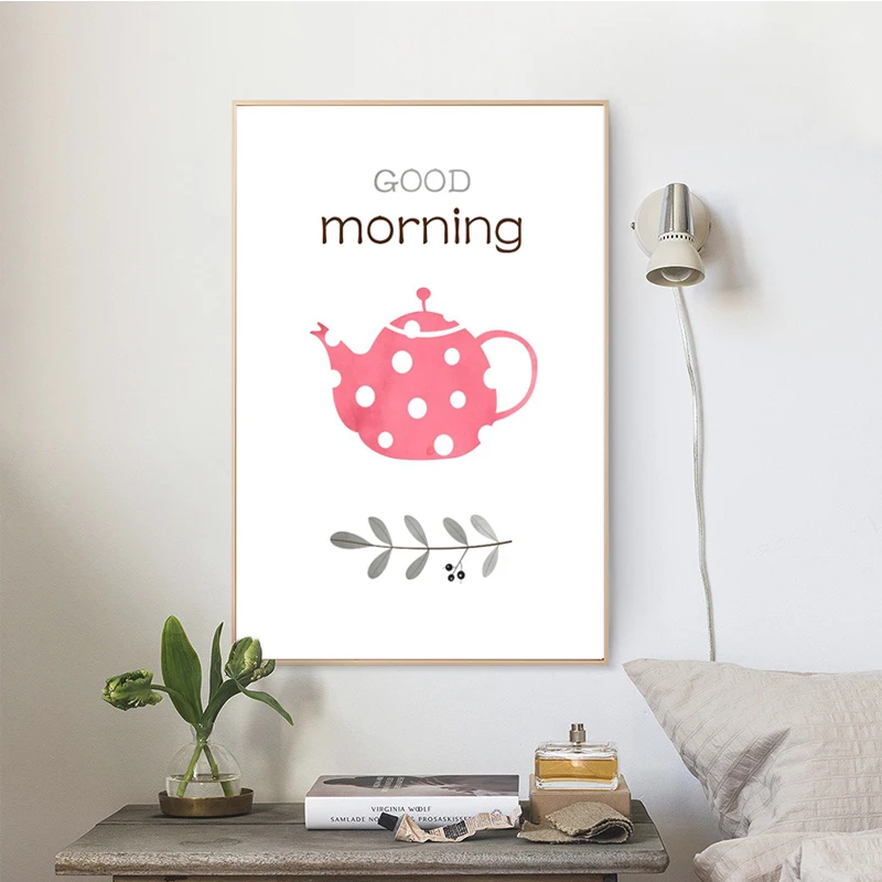 Nordic Стиль детской комнаты настенный Декор Плакаты и принтами кофе Wall Art Холст Для