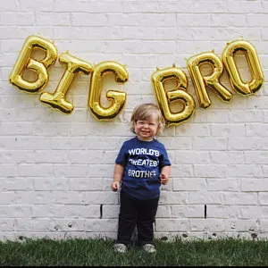 

gold or silver BIG BRO or SIS letter balloons gender reveal annoucement banners photo backdrops party decorations