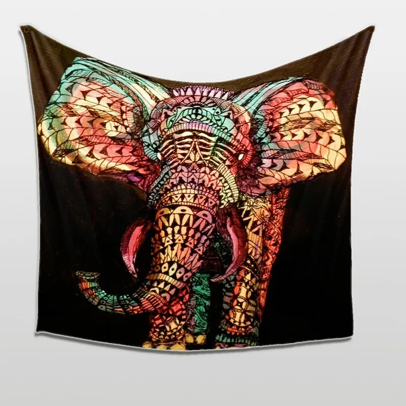 Индийский настенный гобелен с изображением слона и мандалы, домашний декор, фон для гостиной, Настенный Ковер, тканевое одеяло в стиле хиппи - Цвет: T0016-zh037