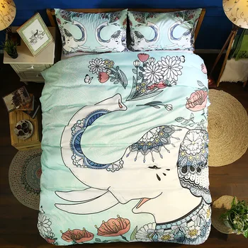 

3D Colorful elephant Bedding set Children Adult PillowCase Couple Double bed Duvet Cover Pillowcase Twin Full Queen King