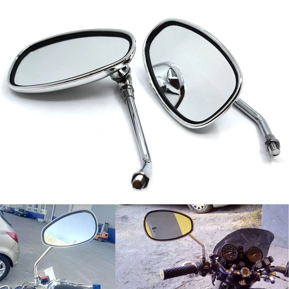Motorcycle Mirrors 10mm Universal Rear View Mirrors Oval Street Bike