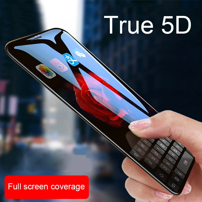 5D закаленное стекло + силиконовый чехол для iPhone 6 s S 7 8 Plus X 10 6Plus 6splus 7plus 8plus 360
