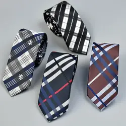 2017 новые роскошные жаккардовые галстук с рисунком «Шотландка» тонкие галстуки для мужчин свадебные узкие модные высококлассные деловой