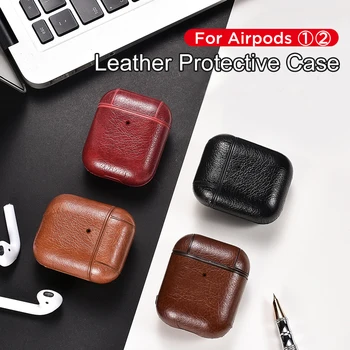 

Genuine Leather Hook Case For AirPods Vintage Matte For Apple Airpods Luxury Protective Earphone Cover Black Brown With Hook