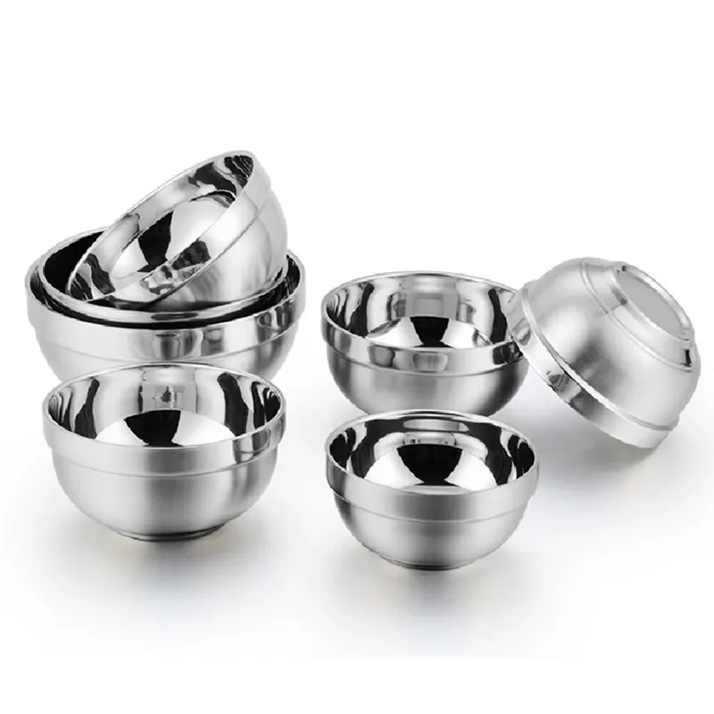 10Pcs Quality home rice bowl stainless steel double insulated food