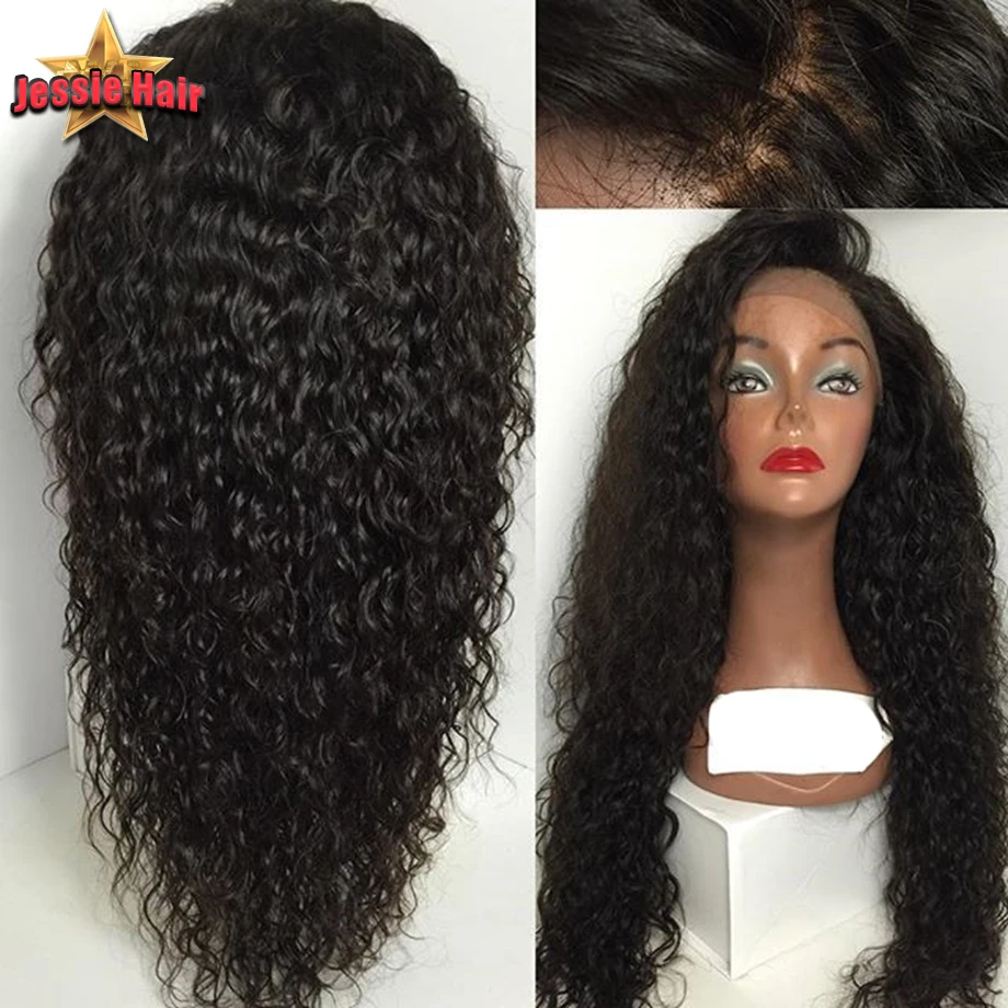 150 Density kinky curly wig brazilian virgin hair glueless lace front