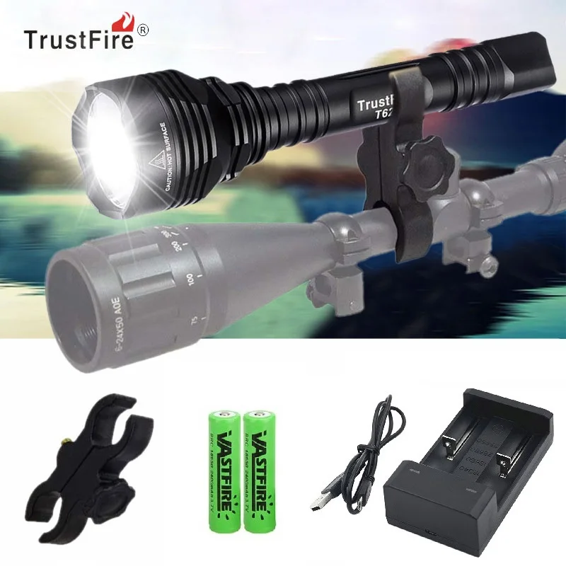 

TrustFire T62 LED Tactical Weapon Lights 3600 Lumens Floodlight Rechargeable IPX8 Waterproof XHP70 LED Great for Hunting