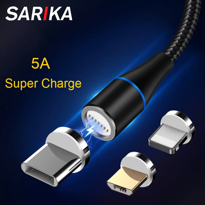 Sarika S06 5A Led المغناطيسي كابل الشاحن ل فون الروبوت USB نوع C الهاتف المحمول سريع تهمة 360 درجة المغناطيس المصغّر USB سلك Sarika S06 5A Led المغناطيسي كابل الشاحن ل فون الروبوت USB نوع C الهاتف المحمول سريع تهمة 360 درجة المغناطيس المصغّر USB سلك