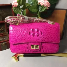 Новинка, высокое качество, настоящая крокодиловая кожа, женская сумка-тоут, сумка на плечо, оранжевого цвета, Крокодиловая голова, плоская кожа