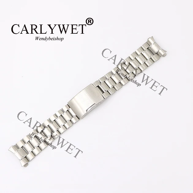 CARLYWET 16 18 20 22 24 мм Серебряный полый загнутый конец Твердые звенья 316L нержавеющая сталь часы ремешок браслет для Omega