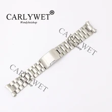CARLYWET 16 18 20 22 24 мм Серебряный полый загнутый конец Твердые звенья 316L нержавеющая сталь часы ремешок браслет для Omega