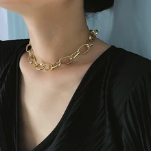 SRCOI преувеличенное толстое Звено Цепи чокер ожерелье готический короткий Чокер-ожерелье в стиле панк персонализированное Массивное колье для женщин