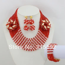 Сказочный африканская бижутерия набор африканские хрустальные бусины ювелирный набор нигерийский Свадебный комплект ювелирных изделий AJS041