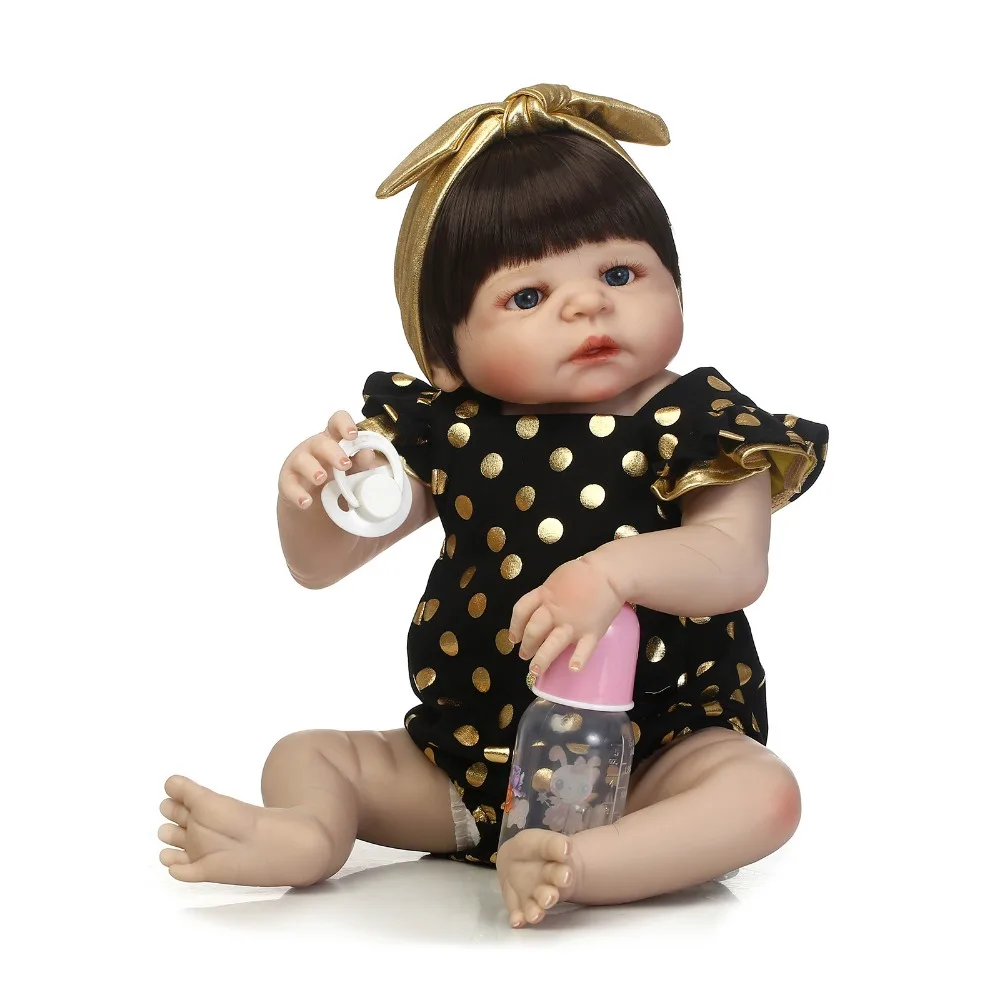Реалистичная полностью возрожденная кукла с мягким настоящим нежным прикосновением Горячая 23 дюймов 56 см моделирование ребенок полный силиконовые куклы