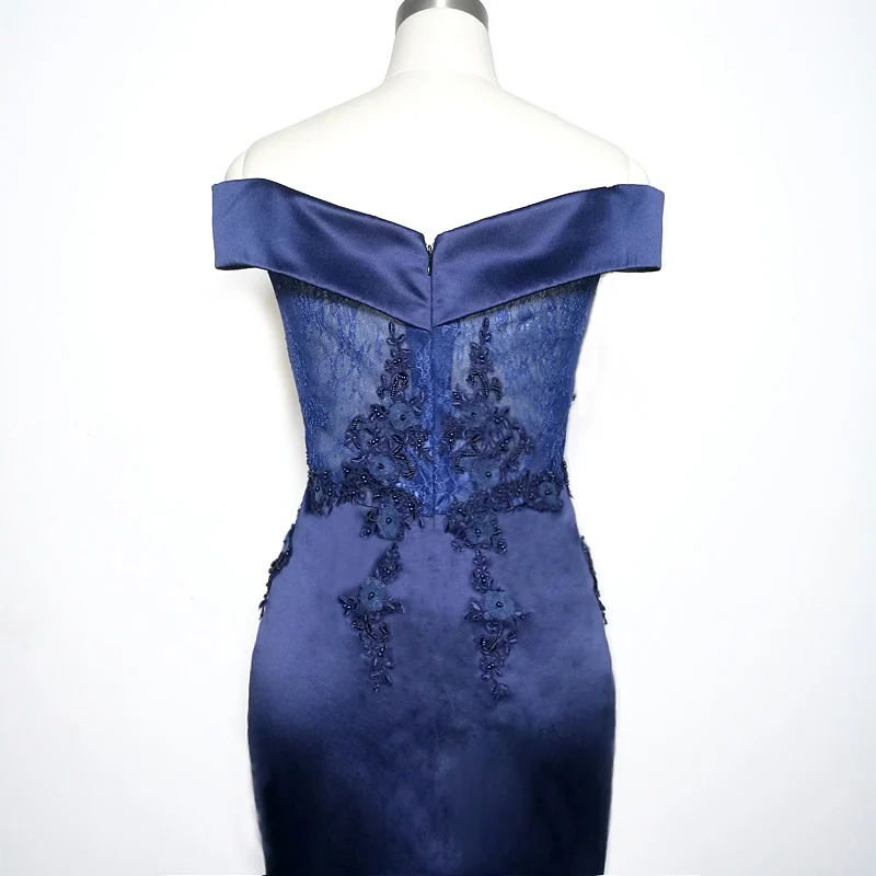 E JUE SHUNG Dark Navy Blue Lace Mermaid Evening Dresses Long 2018 Off the Shoulder Sexy Prom Dresses Long Party Dress abiye E JUE SHUNG Dark Navy Blue Lace Mermaid Evening Dresses Long 2018 Off the Shoulder Sexy Prom Dresses Long Party Dress abiye