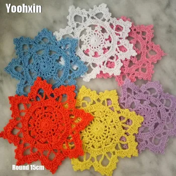 

HOT Round Lace cotton table place mat dining pad Cloth crochet placemat cup mug Christmas tea pot coaster handmade doily kitchen