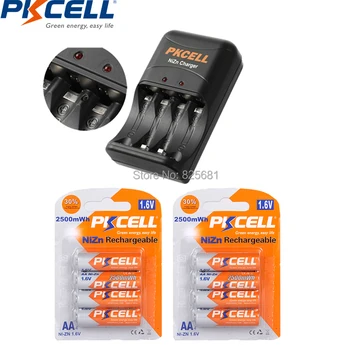 

8Pcs 2card nizn Battery aa Rechargeable Battery NIZN 1.6v 2250mWhrs to 2500mWhs with 1PC NiZn Battery Charger 8186 EU Or US Plug