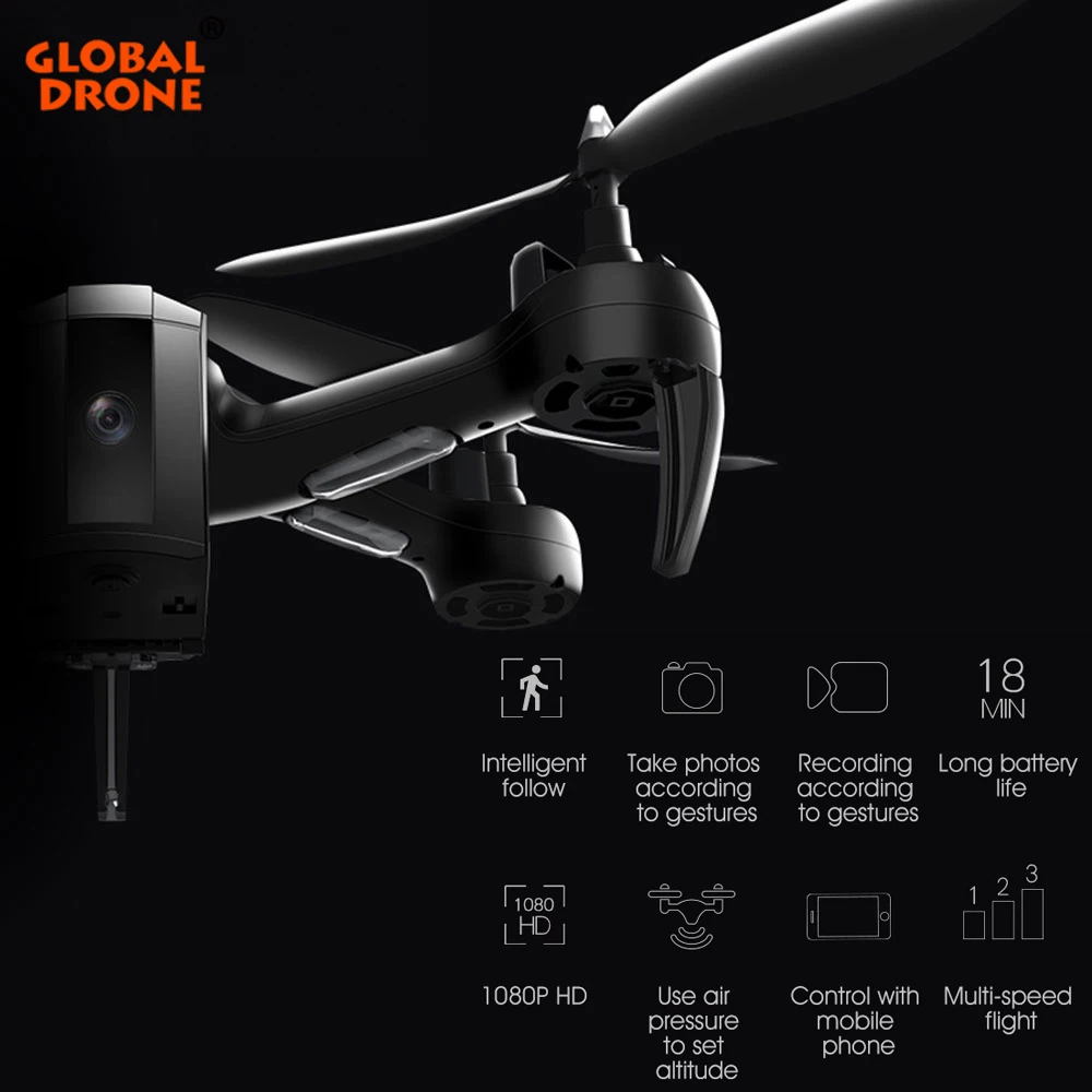 

Global Drone FPV Drones with Camera HD Smart Auto Follow RC Quadrocopter High Capacity Module Battery Long Time Fly HD Drone