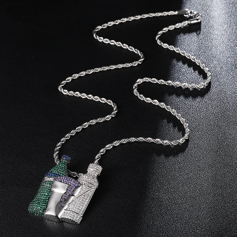 D& Z индивидуальное ожерелье в виде бутылки с напитком, мужское ожерелье в стиле хип-хоп со льдом, блестящее циркониевое ожерелье с подвеской