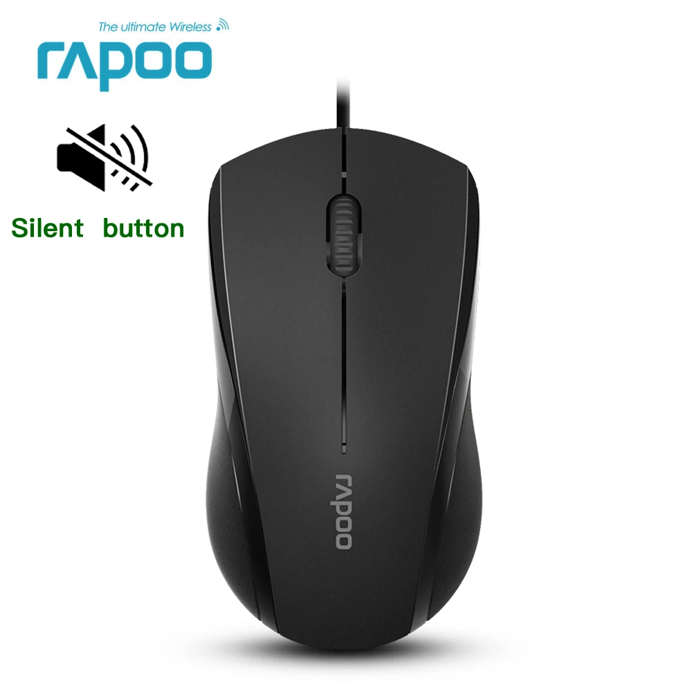 

Rapoo Wired Silent Mouse 1000DPI Optical USB Gaming Mouse for Macbook Laptop Computer High Quality gamer mouse usb mause