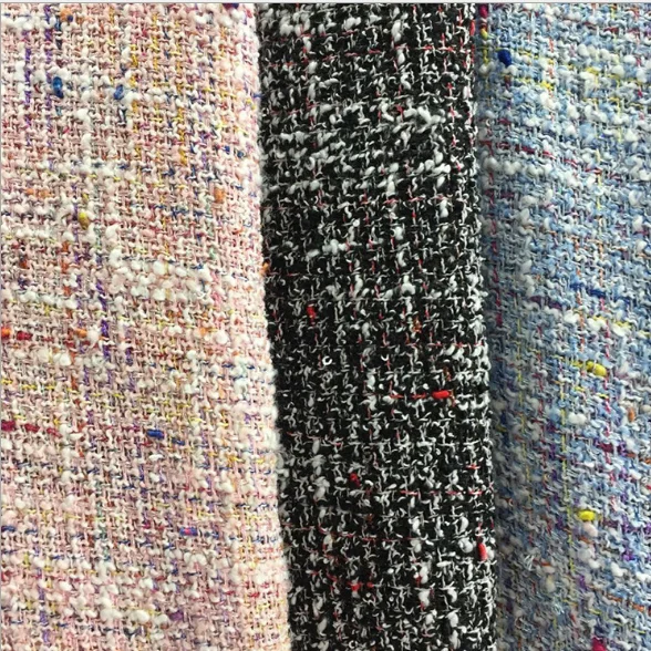 

100cm 3color tweed fabric,multy color thick braided tissus,women winter tweed coat DIY cloth,wool warm tissu au metre