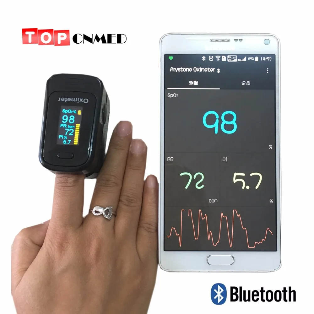 Andriod приложение мобильный телефон Bluetooth 4 0 OLED пальца Пульсоксиметр палец SPO2 PR