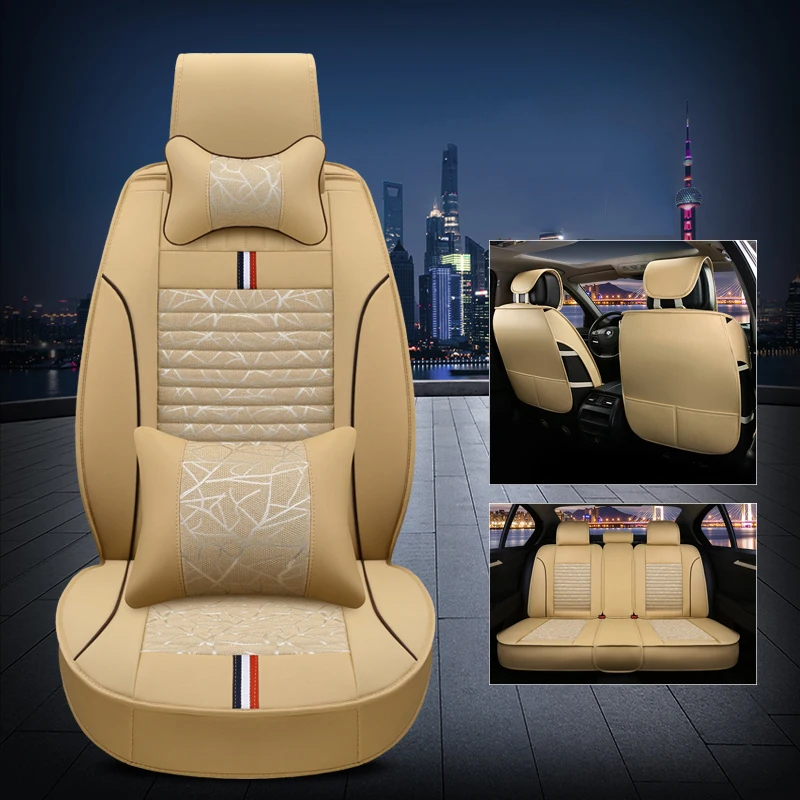 

WLMWL Universal Leather Car seat cover for Peugeot all models 206 307 407 207 2008 3008 508 208 308 406 301 car accessorie