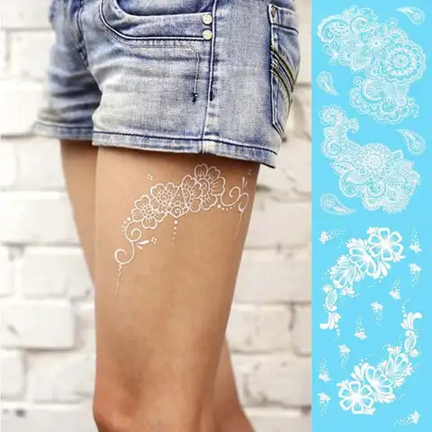 Etiqueta do Tatuagem Henna para Casamento de Praia de Body Folhas Branco Tatuagem Temporária Art Tatuagens Frete Grátis 120