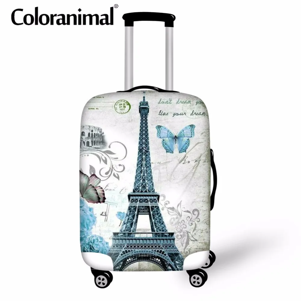 

Coloranimal Suitcase Accessories Travel On Road Luggage Cover 3D Eiffel Tower Print School Trolley Rain Bag Apply to 18-30 Inch