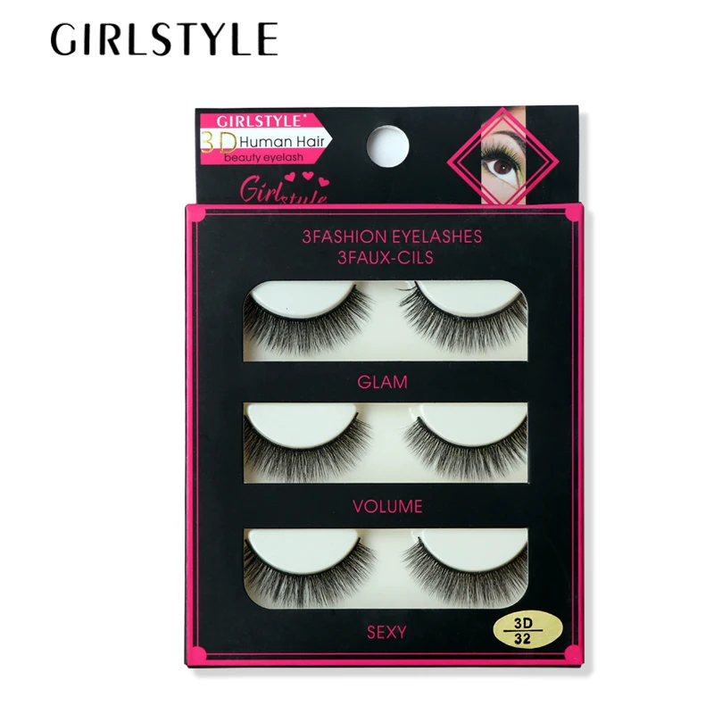 GIRLSTYLE 3 пар/уп. накладные ресницы 3D натуральные волосы для наращивания Мягкие
