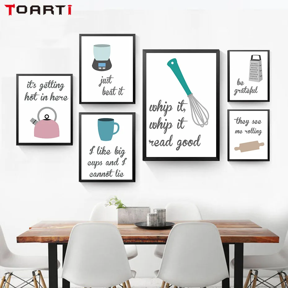

Kitchen Humorous Joke Wall Posters&Prints Still Life Pattern Drawing Canvas Painting Modular Decor For Home Mural Christmas Gift