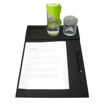 Wholesale Deluxe PU Leather Office Desk File Clipper Drawing & Writing Board Tablet with Pen & Mug Fixation Set For Conference Black 1239