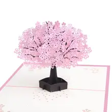 Tarjetas de regalo postales de saludo de cumpleaños 3D Pop Up, árbol cortado con láser personalizado, mensajes Vintage de invitación de matrimonio en blanco