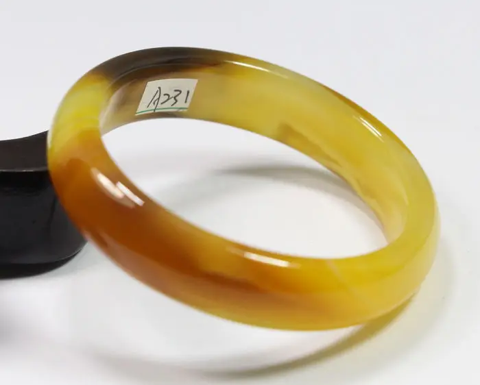 

62MM VERY FINE RARE NATURAL YELLOW BROWN JADEITE JADE BRACELET BANGLE # A231 a 5.19