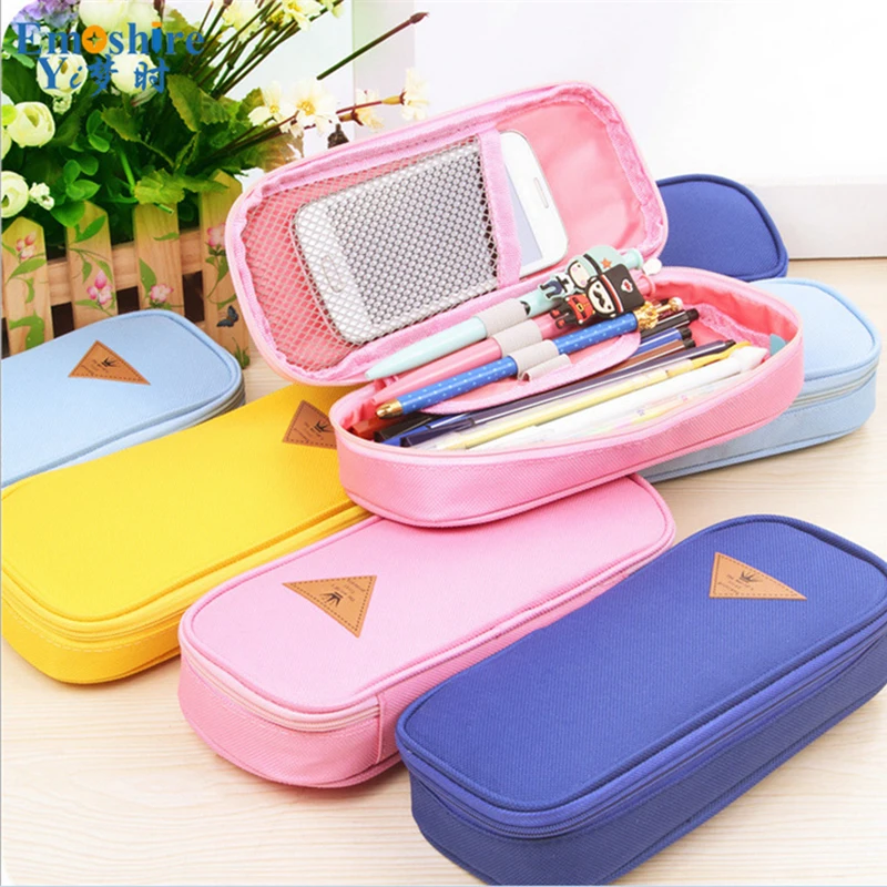 Emoshire Korean stationery simple wind candy color large capacity multi - functional pencil bag flip pencil case stationery student pencil case (4)