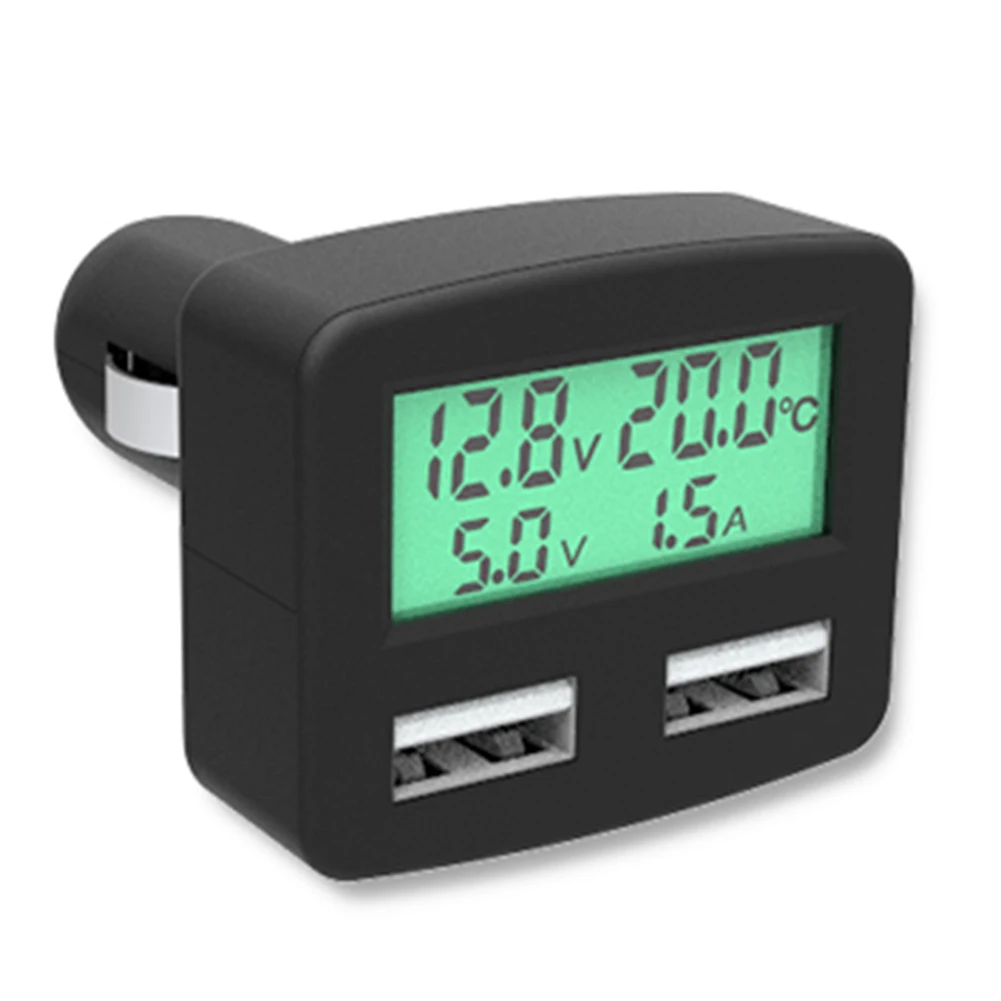 العالمي شاحن سيارة ثنائي USB سريعة تهمة للهاتف المحمول شاحن السجائر مقبس ولاعة LCD الجهد درجة الحرارة الرقمية عرض